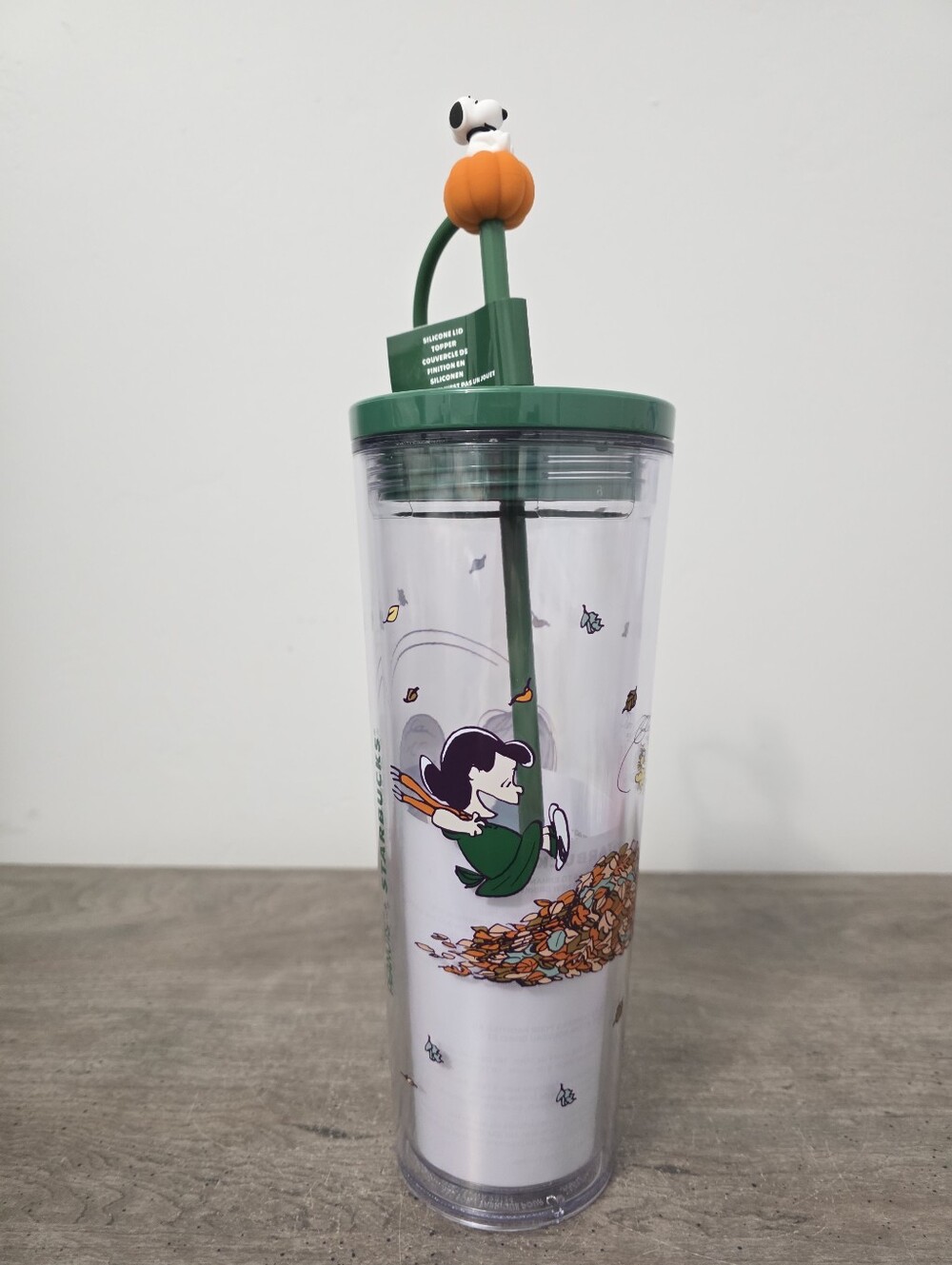 Starbucks Snoopy Collab Pumpkin 24oz Tumbler cup with Straw In Hand